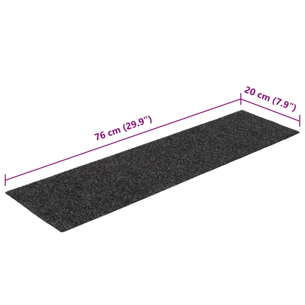 Stufenmatten Selbstklebend 15 Stk. 76x20 cm Anthrazit Rechteckig