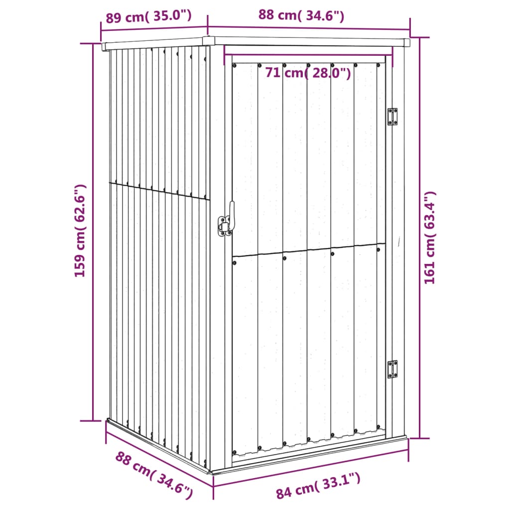 Gerätehaus Grau 88x89x161 cm Verzinkter Stahl