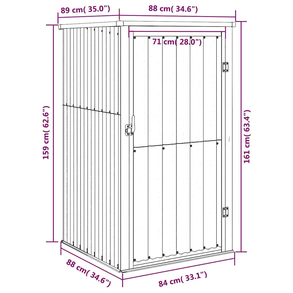 Gerätehaus Anthrazit 88x89x161 cm Verzinkter Stahl