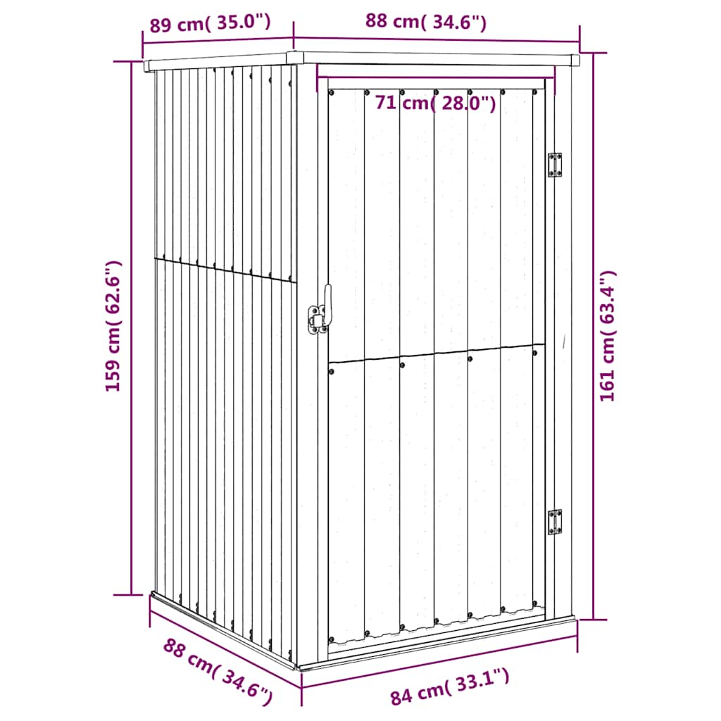 Gerätehaus Braun 88x89x161 cm Verzinkter Stahl