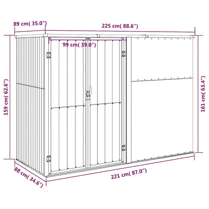 Gerätehaus Grau 225x89x161 cm Verzinkter Stahl