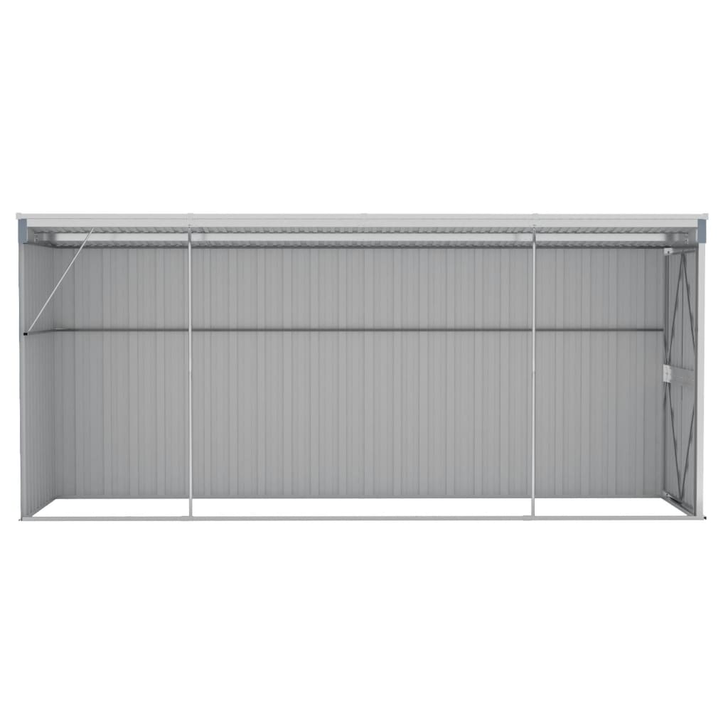 Anbauschuppen Grau 118x382x178 cm Verzinkter Stahl