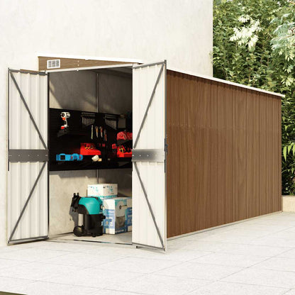Anbauschuppen Braun 118x382x178 cm Verzinkter Stahl