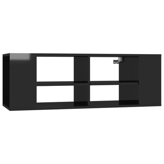 TV-vægskab sort højglans 102x35x35 cm træmateriale