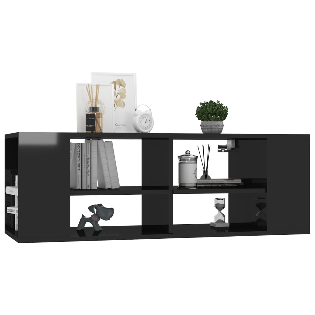 TV-vægskab sort højglans 102x35x35 cm træmateriale