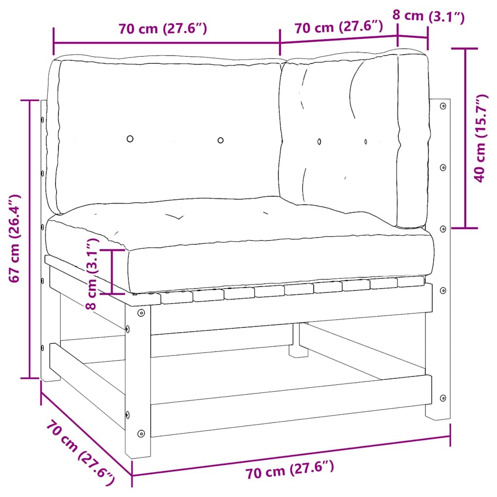 Garten-Ecksofa mit Kissen Massivholz Kiefer