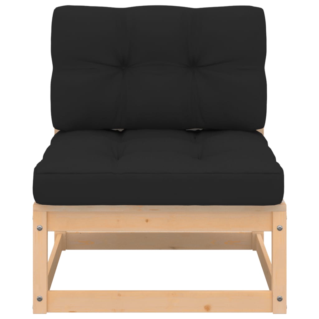 Garten-Mittelsofa mit Kissen Massivholz Kiefer