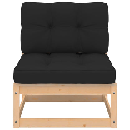 Garten-Mittelsofa mit Kissen Massivholz Kiefer