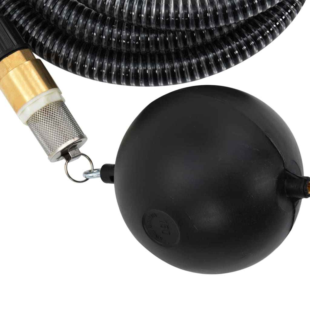 Sugeslange med messingtilslutninger Sort 1,1" 15 m PVC