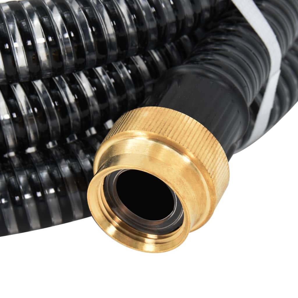 Sugeslange med messingtilslutninger Sort 1,1" 15 m PVC
