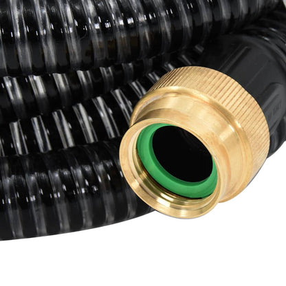 Sugeslange med messingtilslutninger Sort 1,1" 20 m PVC