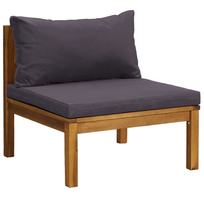 3-tlg. Garten-Lounge-Set mit Dunkelgrauen Kissen Akazienholz