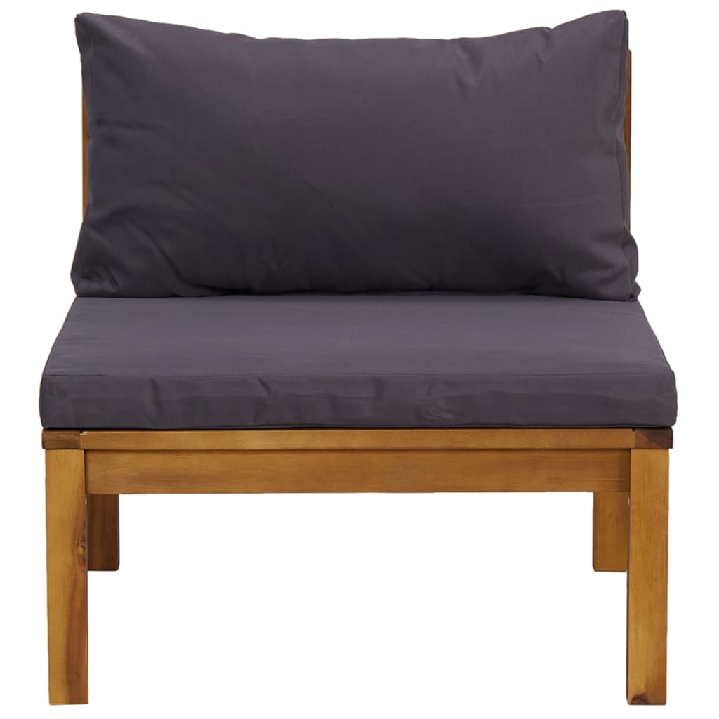 3-tlg. Garten-Lounge-Set mit Dunkelgrauen Kissen Akazienholz