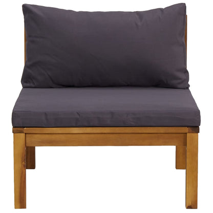 3-tlg. Garten-Lounge-Set mit Dunkelgrauen Kissen Akazienholz