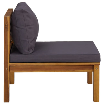 3-tlg. Garten-Lounge-Set mit Dunkelgrauen Kissen Akazienholz