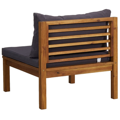 3-tlg. Garten-Lounge-Set mit Dunkelgrauen Kissen Akazienholz