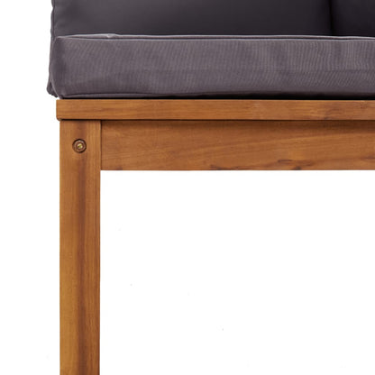 2-tlg. Sofa-Set mit Dunkelgrauen Kissen Akazie Massivholz