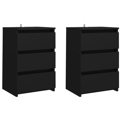 Sengeborde 2 stk Sort 40x35x62,5 cm træmateriale