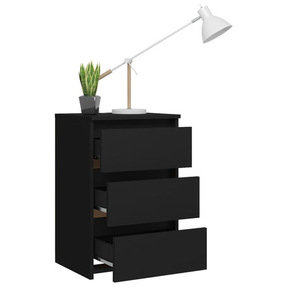 Sengeborde 2 stk Sort 40x35x62,5 cm træmateriale