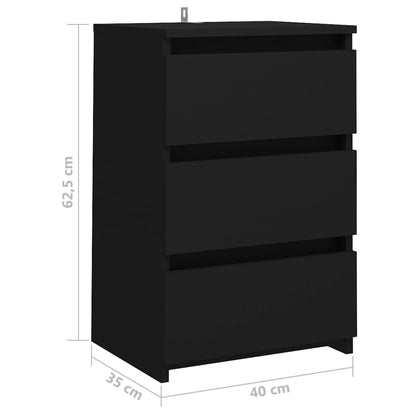 Sengeborde 2 stk Sort 40x35x62,5 cm træmateriale