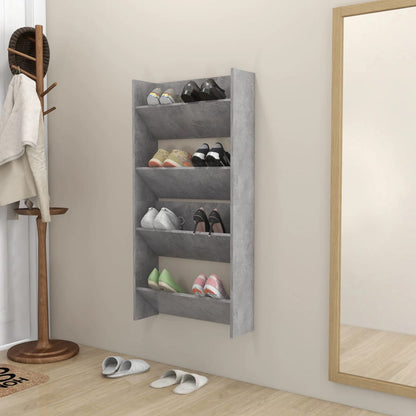 Wand-Schuhschränke 2 Stk. Betongrau 60x18x60 cm Holzwerkstoff