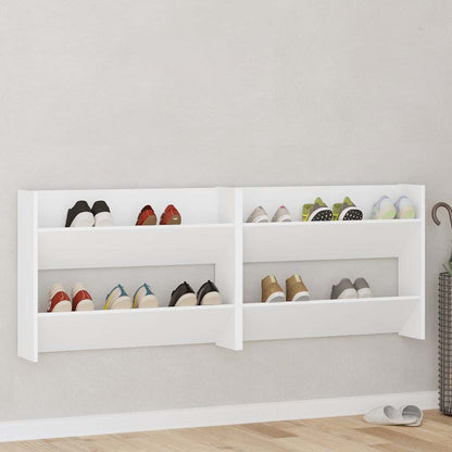 Wand-Schuhschränke 2 Stk. Weiß 80x18x60 cm Holzwerkstoff