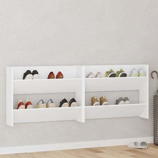 Wand-Schuhschränke 2 Stk. Weiß 80x18x60 cm Holzwerkstoff