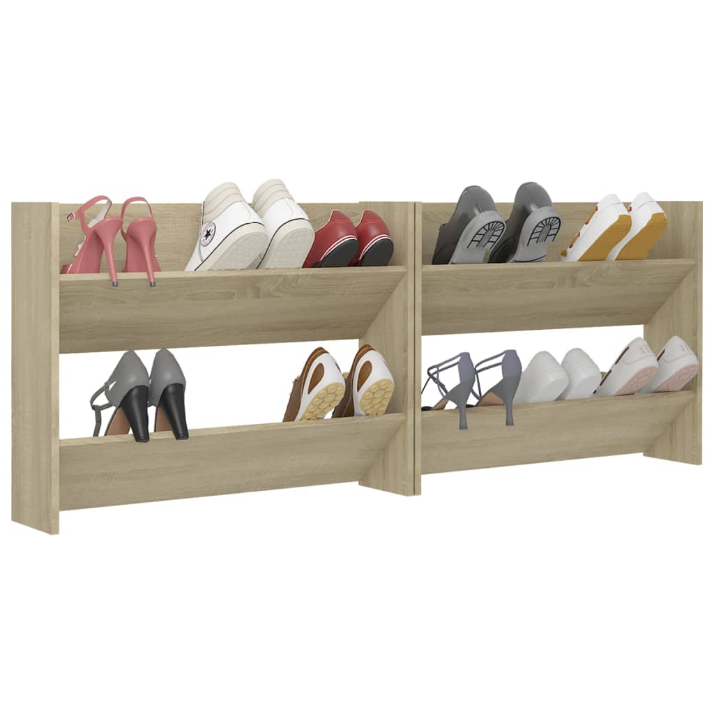 Wand-Schuhschränke 2 Stk. Sonoma-Eiche 80x18x60cm Holzwerkstoff