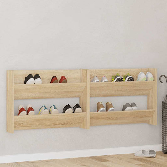 Wand-Schuhschränke 2 Stk. Sonoma-Eiche 80x18x60cm Holzwerkstoff
