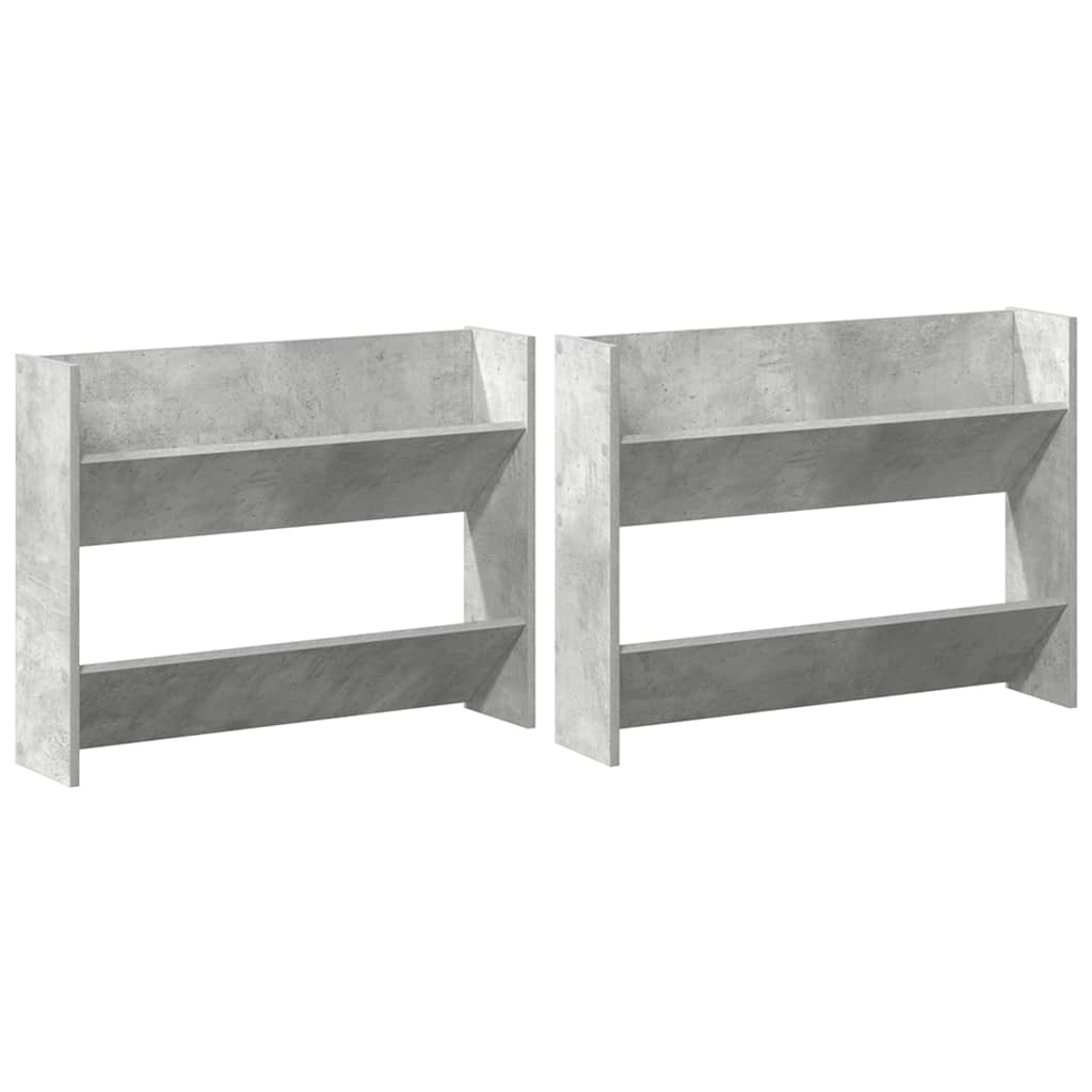 Wand-Schuhschränke 2 Stk. Betongrau 80x18x60 cm Holzwerkstoff
