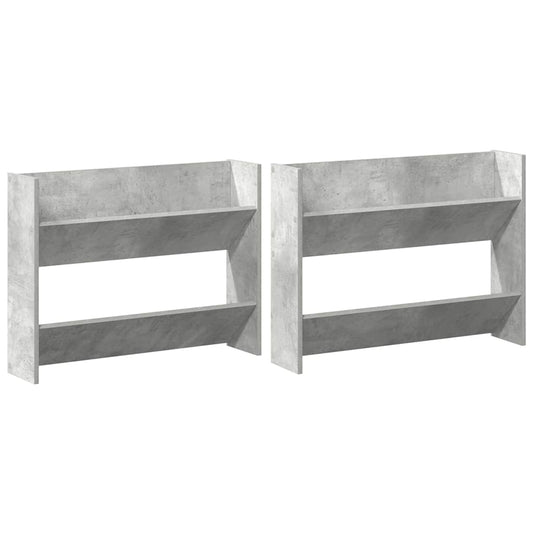 Wand-Schuhschränke 2 Stk. Betongrau 80x18x60 cm Holzwerkstoff