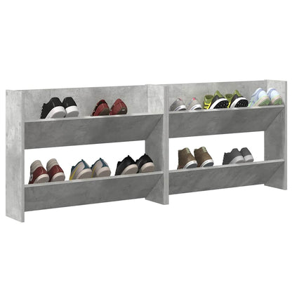 Wand-Schuhschränke 2 Stk. Betongrau 80x18x60 cm Holzwerkstoff