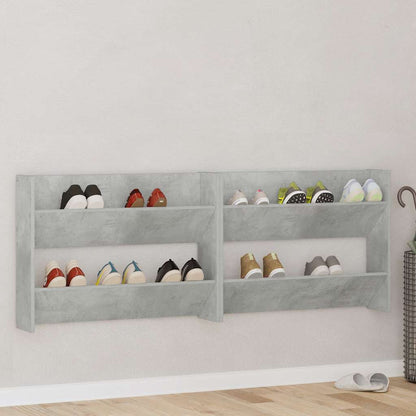 Wand-Schuhschränke 2 Stk. Betongrau 80x18x60 cm Holzwerkstoff