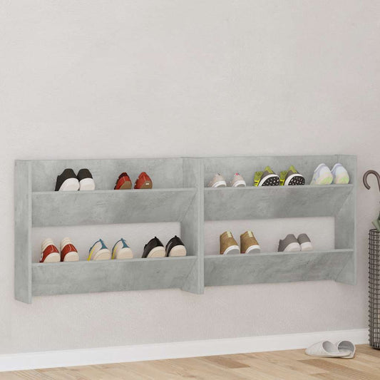 Wand-Schuhschränke 2 Stk. Betongrau 80x18x60 cm Holzwerkstoff