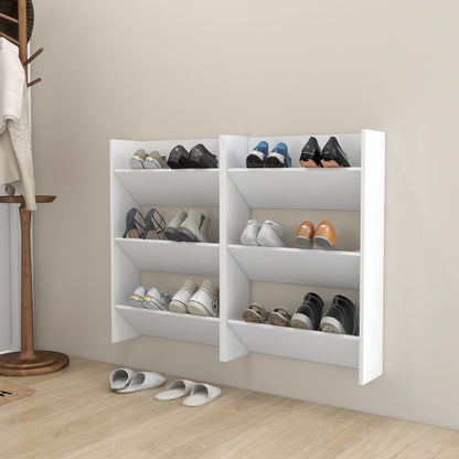Wand-Schuhschränke 2 Stk. Weiß 60x18x90 cm Holzwerkstoff