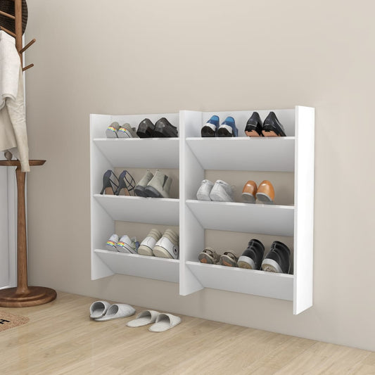 Wand-Schuhschränke 2 Stk. Weiß 60x18x90 cm Holzwerkstoff