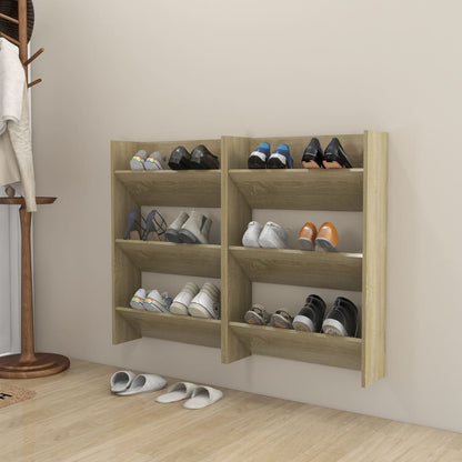 Wand-Schuhschränke 2 Stk. Sonoma-Eiche 60x18x90cm Holzwerkstoff