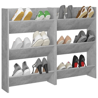 Wand-Schuhschränke 2 Stk. Betongrau 60x18x90 cm Holzwerkstoff