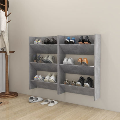 Wand-Schuhschränke 2 Stk. Betongrau 60x18x90 cm Holzwerkstoff