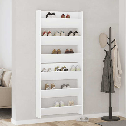 Wand-Schuhschränke 2 Stk. Weiß 80x18x90 cm Holzwerkstoff