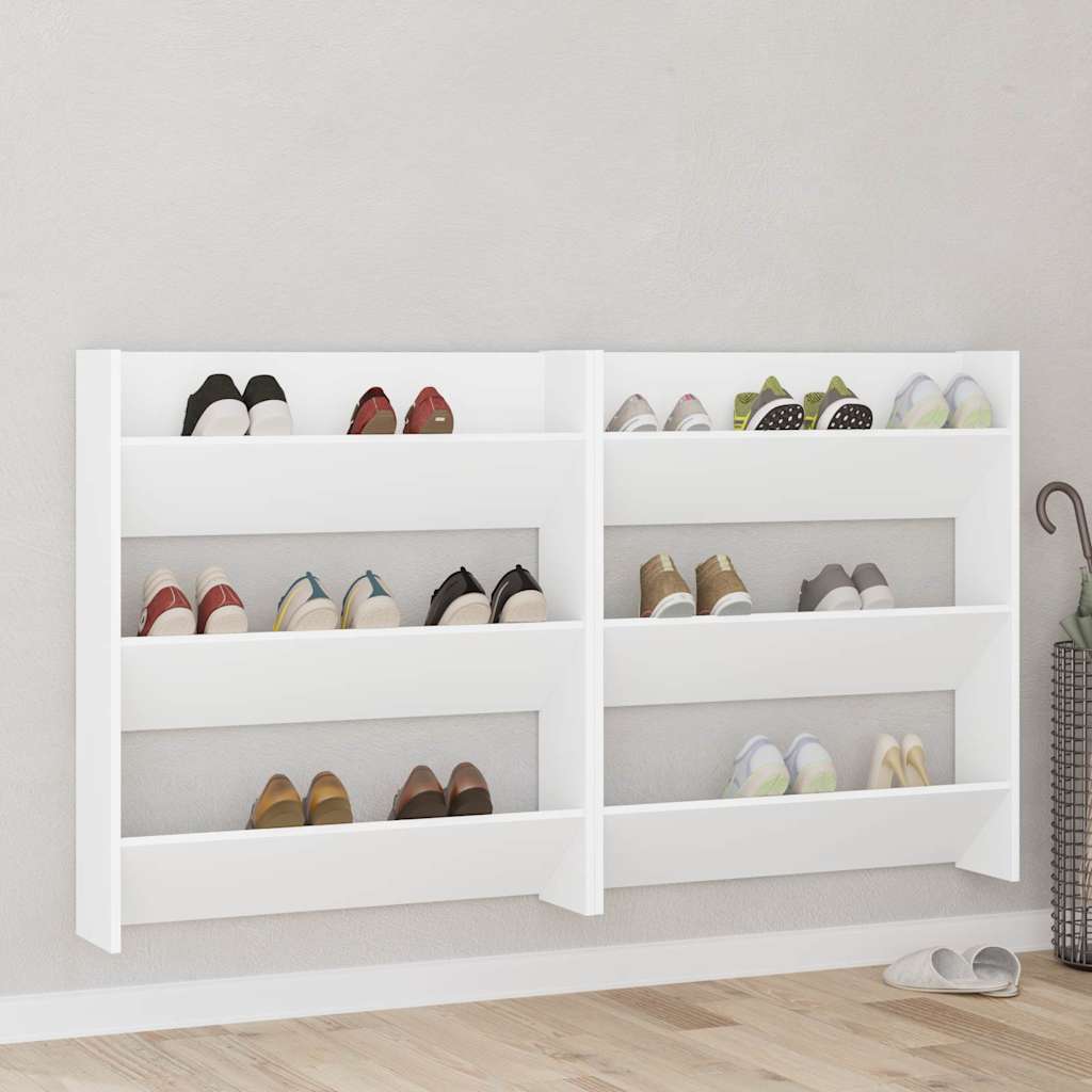 Wand-Schuhschränke 2 Stk. Weiß 80x18x90 cm Holzwerkstoff