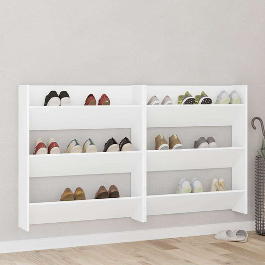 Wand-Schuhschränke 2 Stk. Weiß 80x18x90 cm Holzwerkstoff