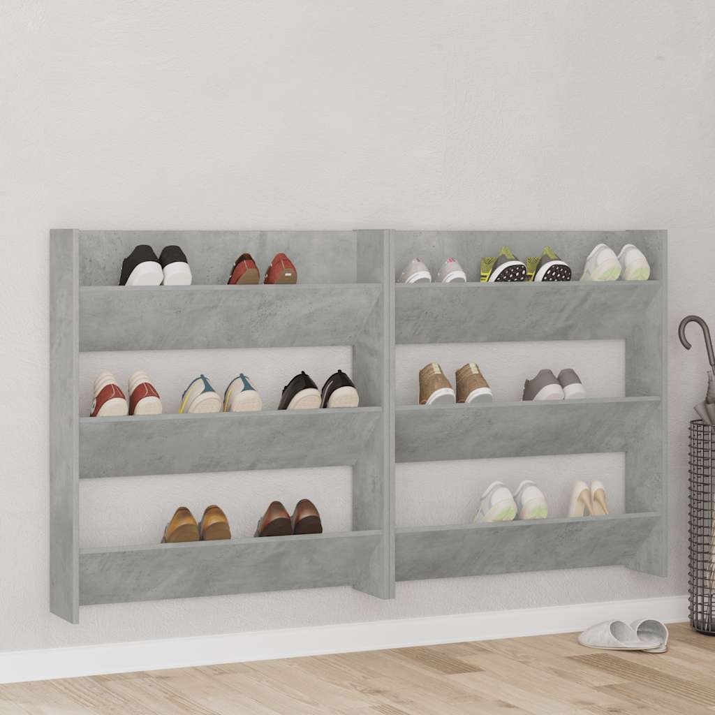 Wand-Schuhschrank Betongrau 80x18x90 cm Holzwerkstoff