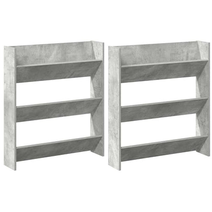Wand-Schuhschränke 2 Stk. Betongrau 80x18x90 cm Holzwerkstoff
