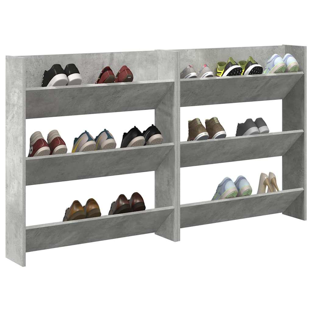 Wand-Schuhschränke 2 Stk. Betongrau 80x18x90 cm Holzwerkstoff