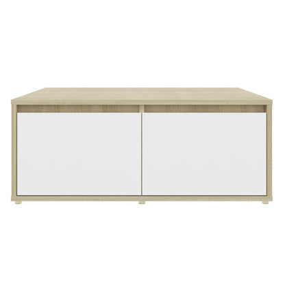 Couchtisch Weiß und Sonoma-Eiche 80x80x31 cm Holzwerkstoff