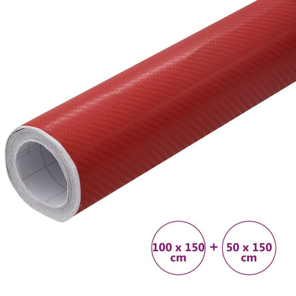 Bilfolier 2 stk 4D rød 100x150 cm + 50x150 cm