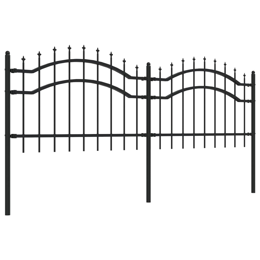 Gartenzaun mit Speerspitze Schwarz 239 x 75 cm Pulverbeschichteter Stahl