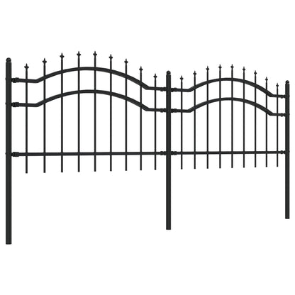 Gartenzaun mit Speerspitze Schwarz 239 x 75 cm Pulverbeschichteter Stahl