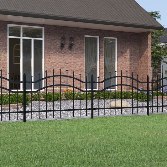 Gartenzaun mit Speerspitze Schwarz 239 x 75 cm Pulverbeschichteter Stahl